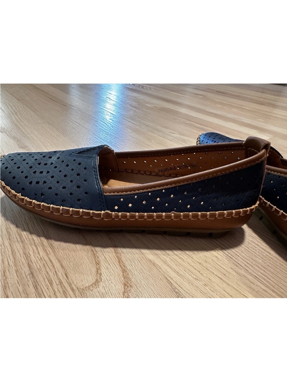 Patrizia by Spring Step Navy Blue Perforated Pavri Slip-On Loafers Size 6 - Picture 5 of 10